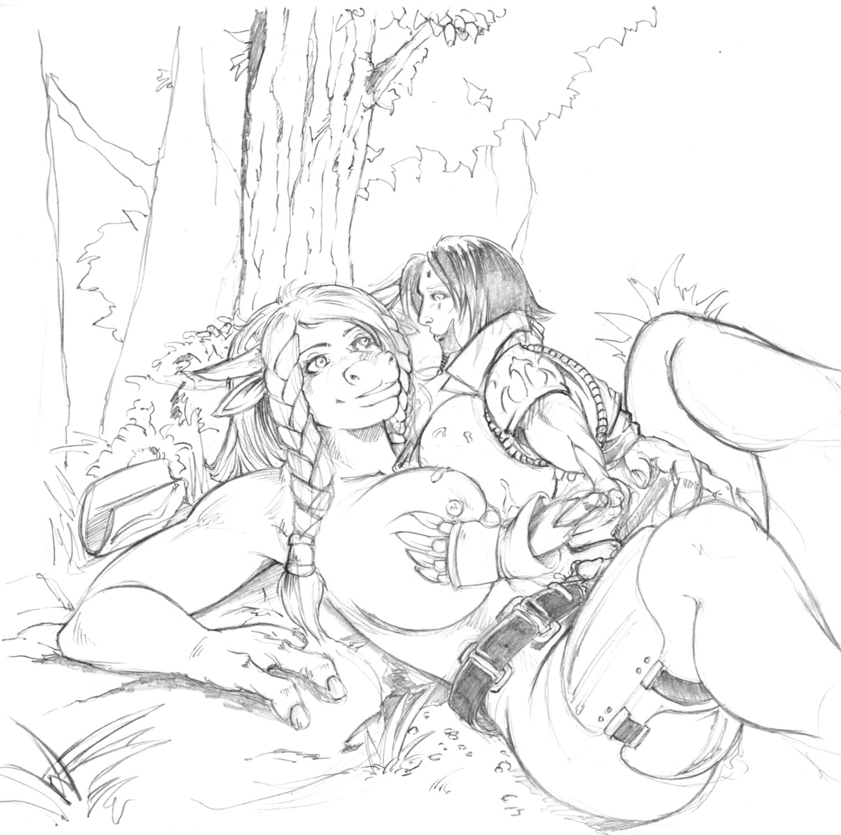 anthro blizzard_entertainment female monochrome nipples rule34 tagme tauren undead undead_(warcraft) warcraft world_of_warcraft