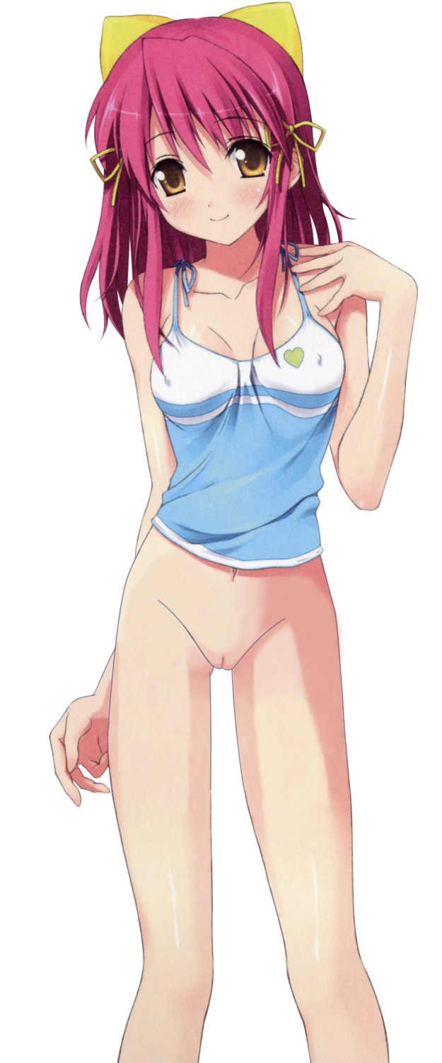 erect_nipples female highres long_hair nipples photoshop pink_hair ribbon rule34 skirt smile standing tank_top tied_hair uncensored yellow_eyes
