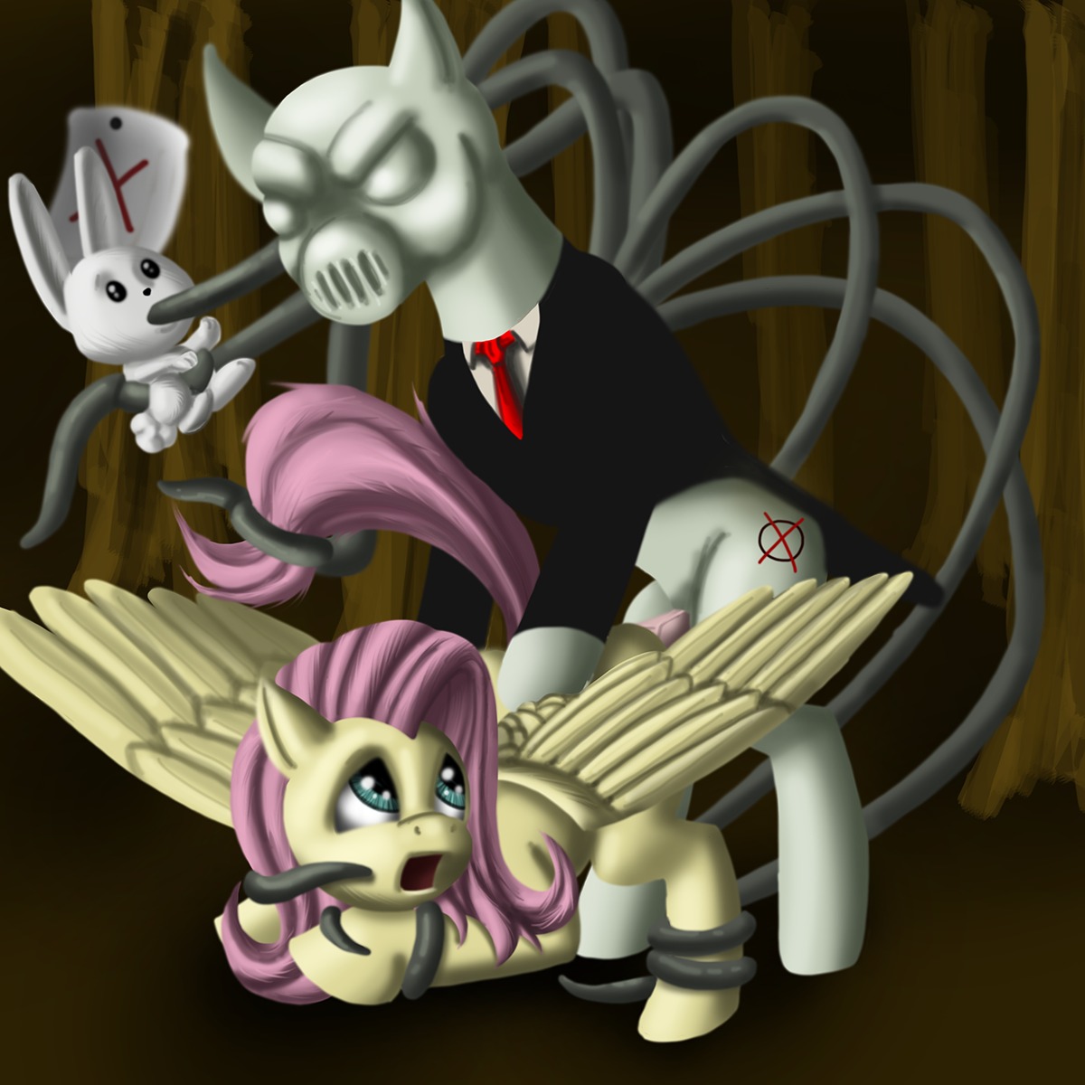 1:1 accessory alternate_species angel_(mlp) back_tentacles bdsm bondage bottomless bound clothed clothing cr33per creepy creepypasta cutie_mark detailed_background digital_media_(artwork) dominant e621 equid equine erection feathered_wings feathers female female_raped feral fluttershy_(mlp) forced forest friendship_is_magic fur genitals group hair hasbro hi_res lagomorph leporid long_hair looking_back male male/female male_rape male_raping_female mammal monster my_little_pony mythological_creature mythological_equine mythology necktie nightmare_fuel note nude open_mouth operator_symbol oral oral_penetration outside pegasus penetration penis pink_hair plant ponification rabbit raised_tail rape restrained scared sex slenderman suit tail tentacle_creature tentacle_in_mouth tentacle_penetration tentacle_rape tentacle_sex tentacles tree what_has_magic_done wings yellow_body yellow_feathers yellow_fur