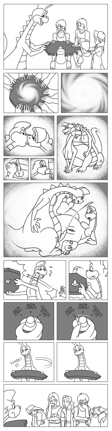 absurd_res balls bodily_fluids breasts comic corythosaurus cum cumshot denver denver_the_last_dinosaur digital_drawing_(artwork) digital_media_(artwork) dinosaur e621 ejaculation erection fellatio female from_behind_position gadonstriom genital_fluids genitals greyscale group hadrosaurid hi_res human humor licking male male/female mammal monochrome nanogrrr nipples non-mammal_balls non-mammal_breasts non-mammal_nipples oral oral_penetration orgasm ornithischian ornithopod penetration penile penis prehistoric_species reptile scalie sex tail tongue tongue_out vomit vomiting vulva