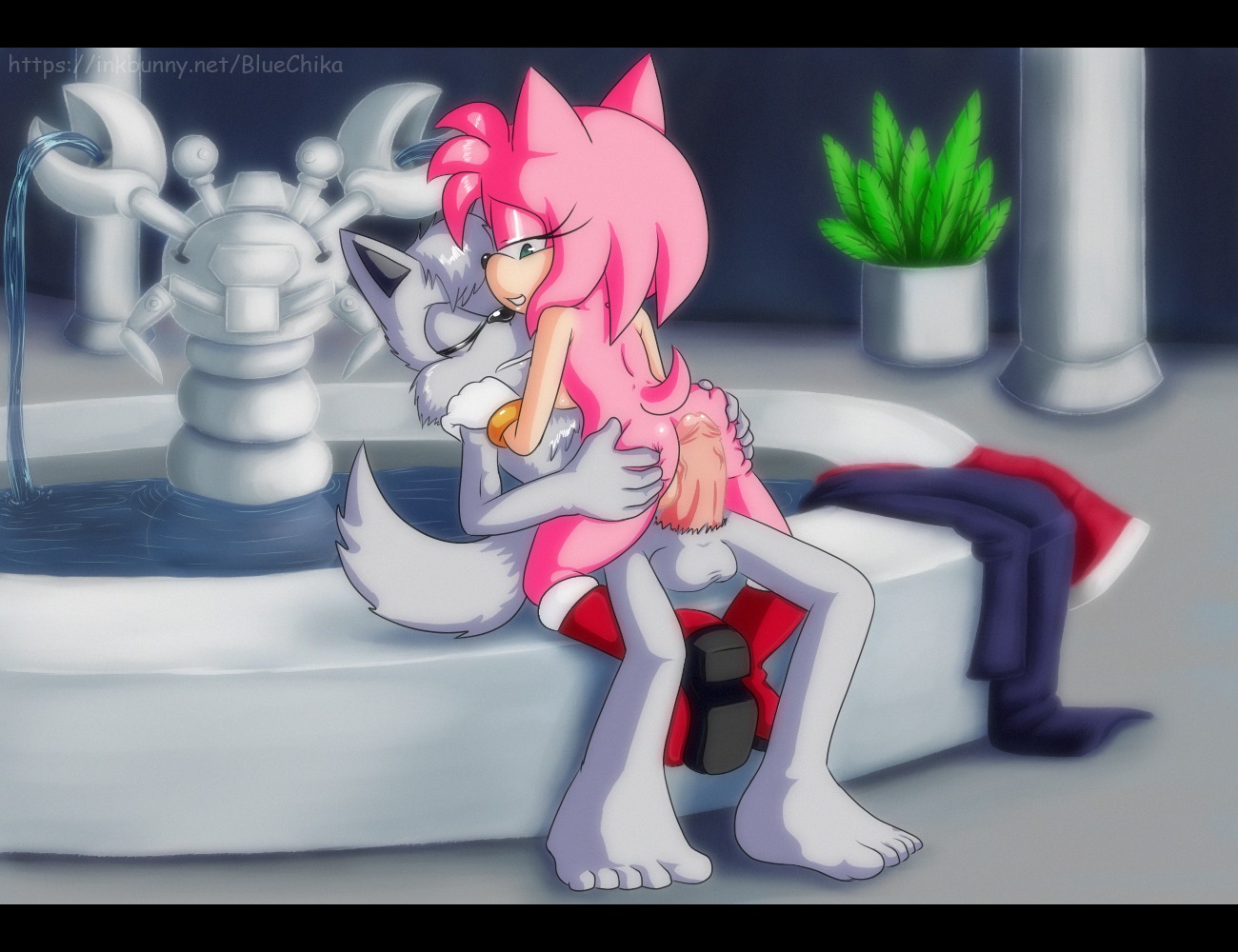 amy_rose anthro balls big_penis black_bars bluechika boots bracelet breasts butt butt_grab canid canine canis clothing digital_media_(artwork) duo e621 erection eulipotyphlan female female_on_top footwear fountain from_front_position genitals green_eyes hair hand_on_butt hedgehog hot_dogging humanoid_genitalia humanoid_penis interspecies jewelry letterbox male male/female male_on_bottom mammal mastery_position nude on_bottom on_top penis pink_body pink_hair sega sex shoes sonic_the_hedgehog_(series) thick_penis thin_calves thin_legs thin_thighs wolf