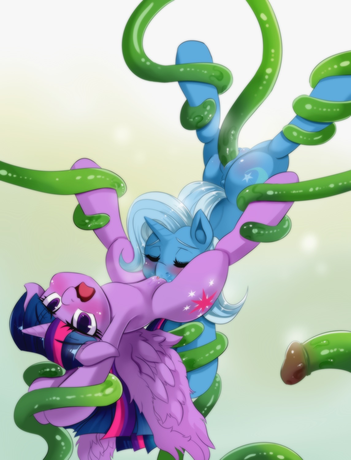 2014 absurd_res blue_body blue_fur blush bodily_fluids bound cunnilingus cutie_mark dominant dominant_female duo e621 equid equine eyes_closed feathered_wings feathers female female/female feral friendship_is_magic fur genital_fluids genitals hair hasbro hi_res horn mammal multicolored_hair my_little_pony mythological_creature mythological_equine mythology nude open_mouth oral penetration princess_hinghoi purple_body purple_eyes purple_feathers purple_fur purple_hair sex submissive submissive_female tentacles trixie_(mlp) twilight_sparkle_(mlp) two_tone_hair unicorn vaginal vaginal_fluids vaginal_penetration vulva winged_unicorn wings