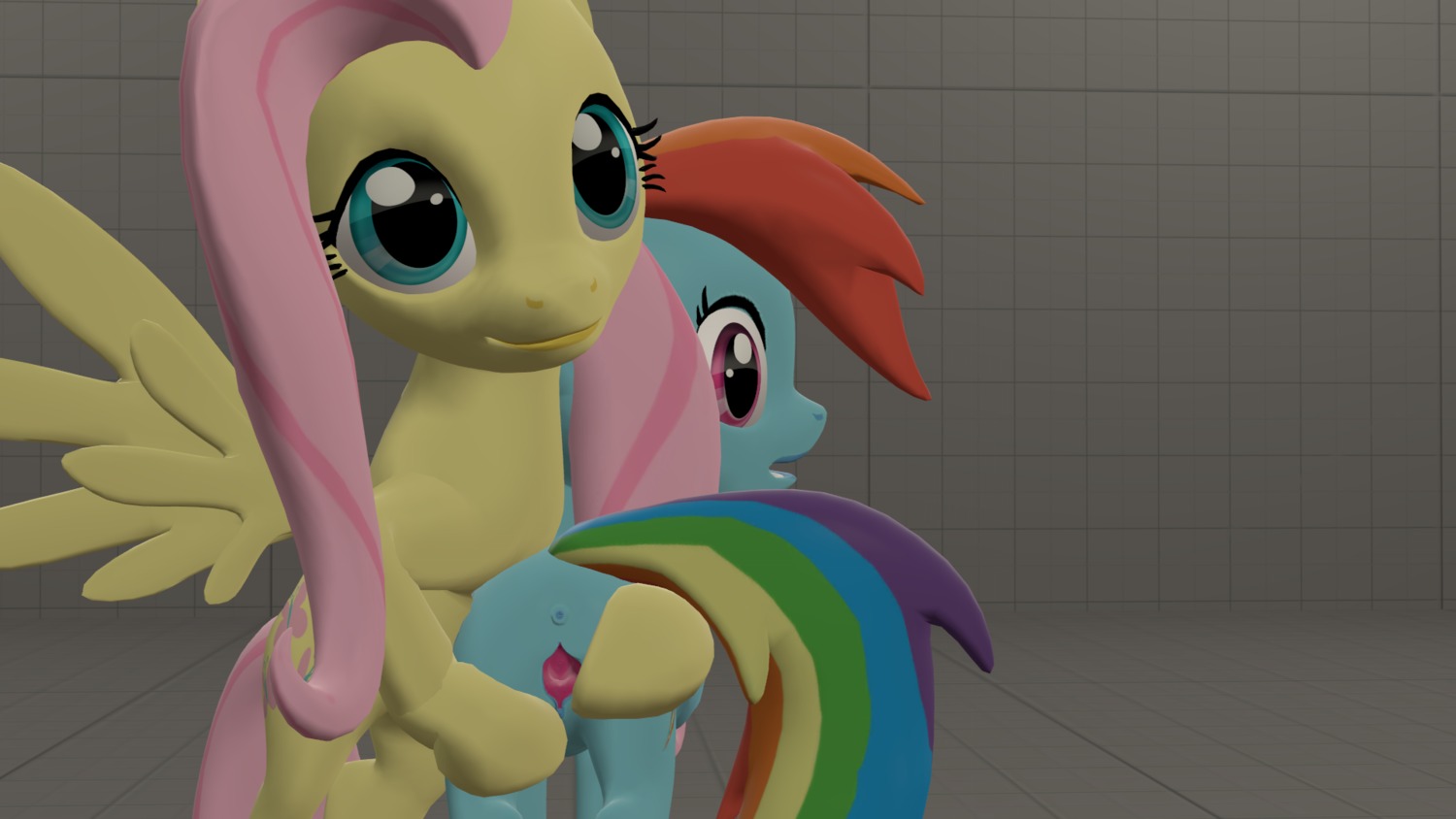16:9 3d_(artwork) anus blue_body blue_fur digital_media_(artwork) duo e621 equid equine feathered_wings feathers female female/female feral fluttershy_(mlp) friendship_is_magic fur garry's_mod genitals hair hasbro hi_res mammal mr.tektite multicolored_hair my_little_pony mythological_creature mythological_equine mythology pegasus presenting puckered_anus rainbow_dash_(mlp) rainbow_hair source_filmmaker_(artwork) spread_vulva spreading surprised vulva widescreen wings yellow_body yellow_feathers