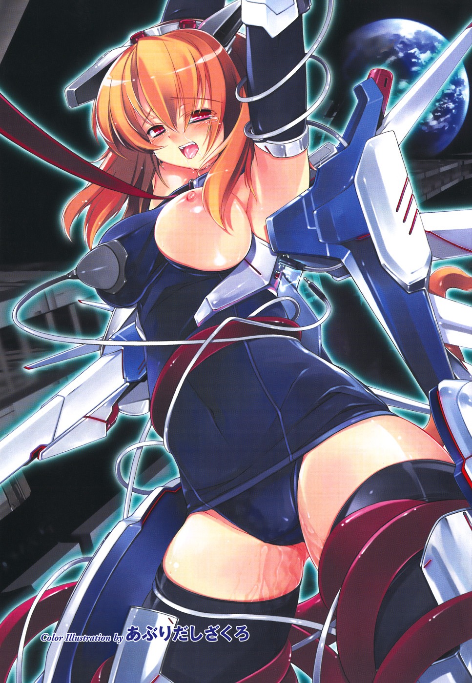 aburidashi_zakuro female jpeg_artifacts large_breasts mecha_musume milking_machine mizugi nipples oppai pussy pussy_juice rule34 sukumizu tentacle thighhighs