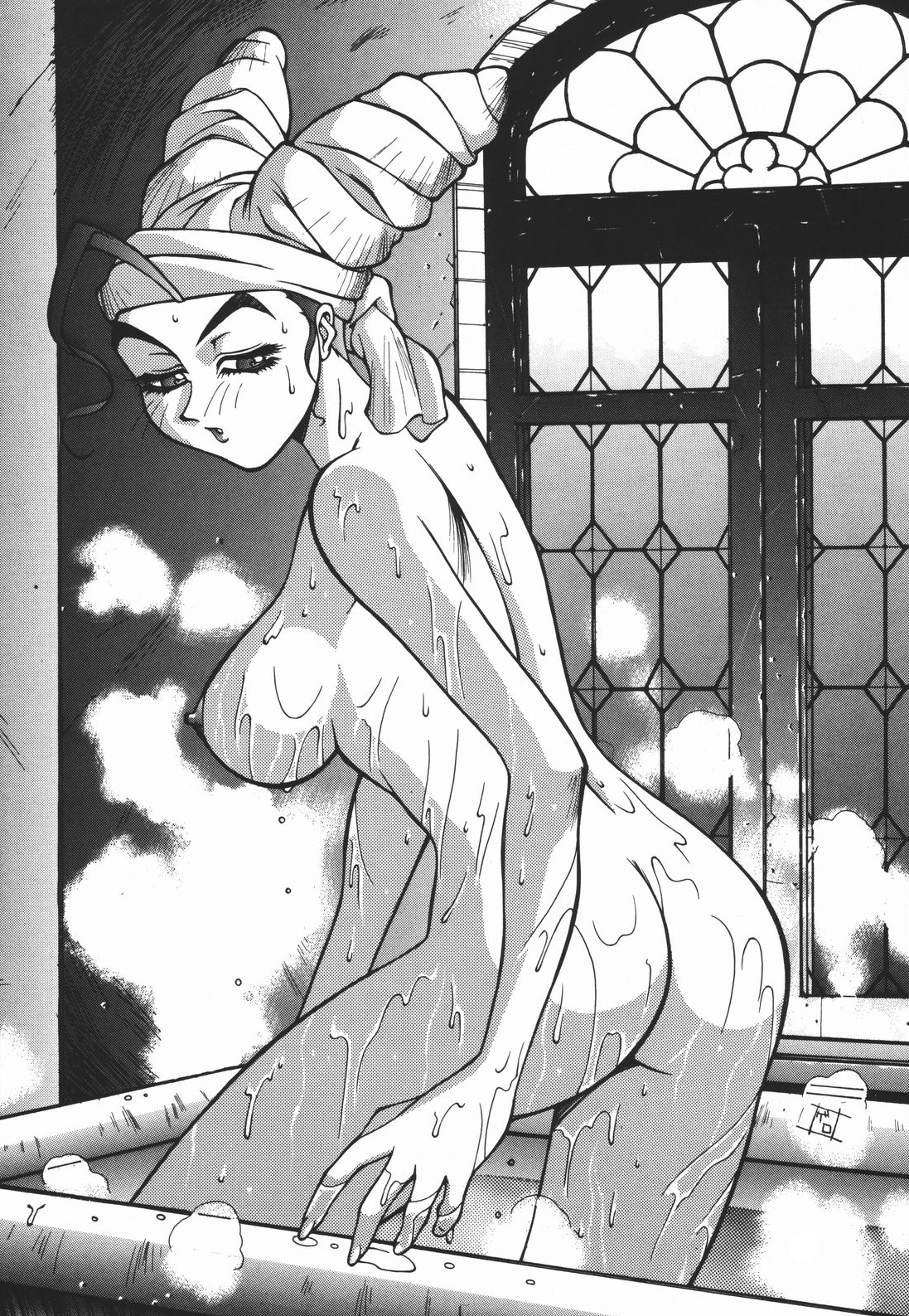 1990s 1996 20th_century ass bath breasts capcom dungeons_and_dragons female line_art nipples rose_(street_fighter) rule34 satsujin_amagaeru_gero shadow_over_mystara street_fighter