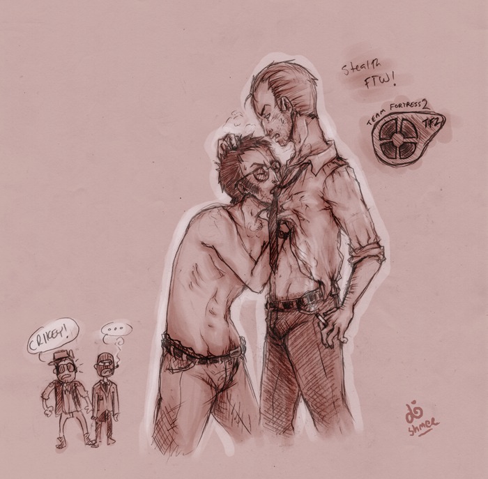 2d human human_male human_only male male_only rule34 sniper_(team_fortress_2) spy_(team_fortress_2) team_fortress_2 yaoi