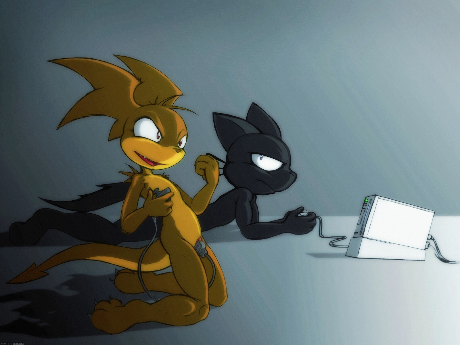 4:3 4_fingers andromorph andromorph_anthro andromorph_penetrated anthro bandai_namco biped black_body black_ears black_face black_fur black_nose black_tail blue_eyes brown_body brown_face brown_fur brown_nose brown_paws brown_tail casual_nudity claws clitoris controller crossover dark_body dark_ears dark_face dark_fur dark_nose dark_tail darkdoomer digimon digimon_(species) doing_it_wrong domestic_cat duo e621 electronics felid feline felis fingers fist fur game_console game_controller gaming genitals grey_claws head_wings hi_res holding_controller holding_object improvised_sex_toy intersex intersex_anthro intersex_penetrated kneeling looking_aside looking_at_another male mammal masturbation membrane_(anatomy) membranous_wings miw_(darkdoomer) monotone_body monotone_face monotone_fur monotone_tail nintendo no_pupils nude object_in_pussy object_insertion object_penetration on_ground open_mouth patachu patamon paws penetration playing_video_game red_clitoris red_eyes sex_toy shaded simple_background small_iris spade_tail tail teeth toying_self unavailable_at_source unusual_wing_placement vaginal vaginal_masturbation vaginal_object_insertion vulva wallpaper wii wings young young_anthro