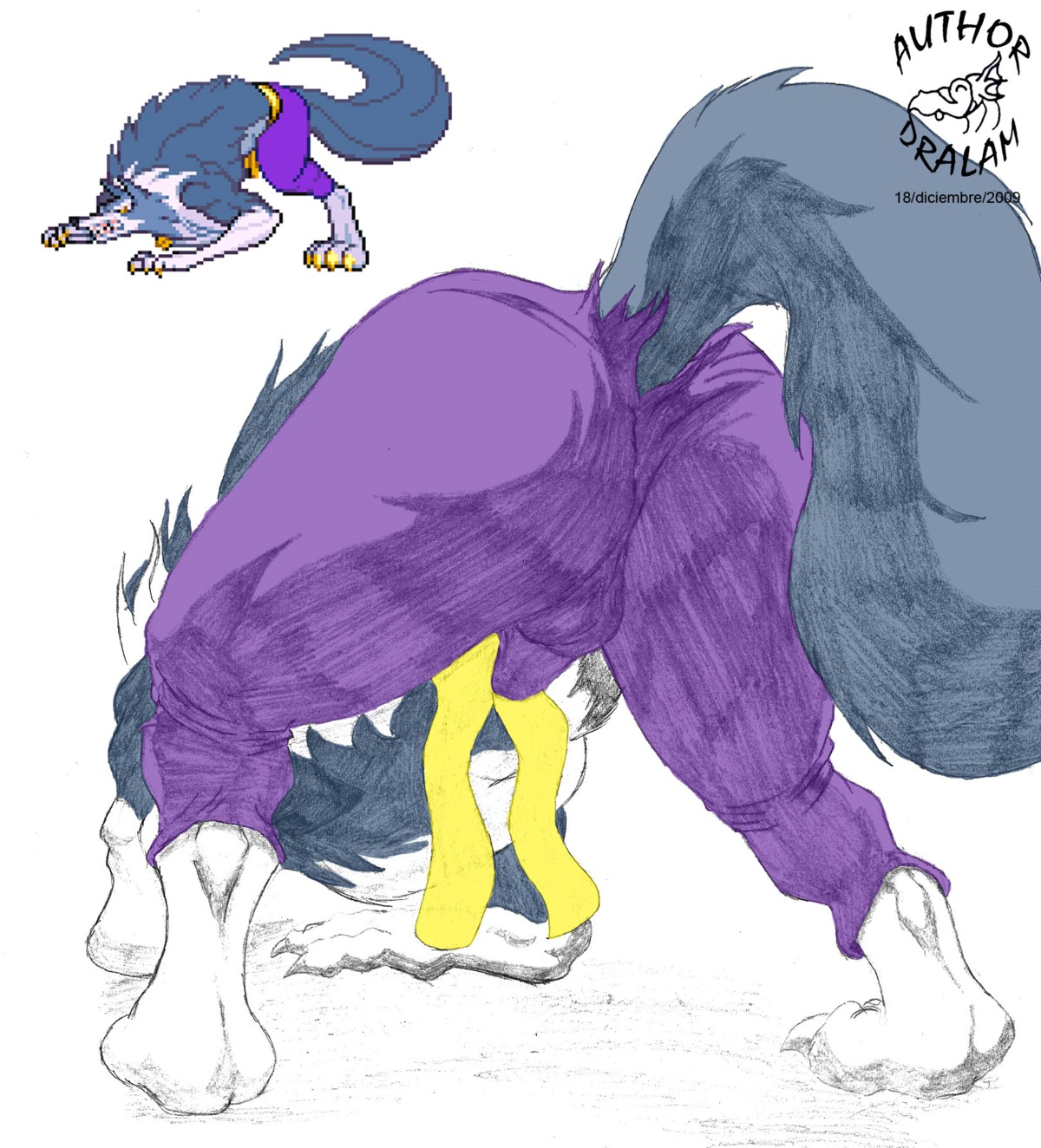 bulge butt canid canine capcom clothed clothing darkstalkers dralam e621 feral hi_res jon_talbain male mammal mythological_canine mythological_creature mythology semi-anthro solo sprite tail werecanid werecanine werecreature werewolf