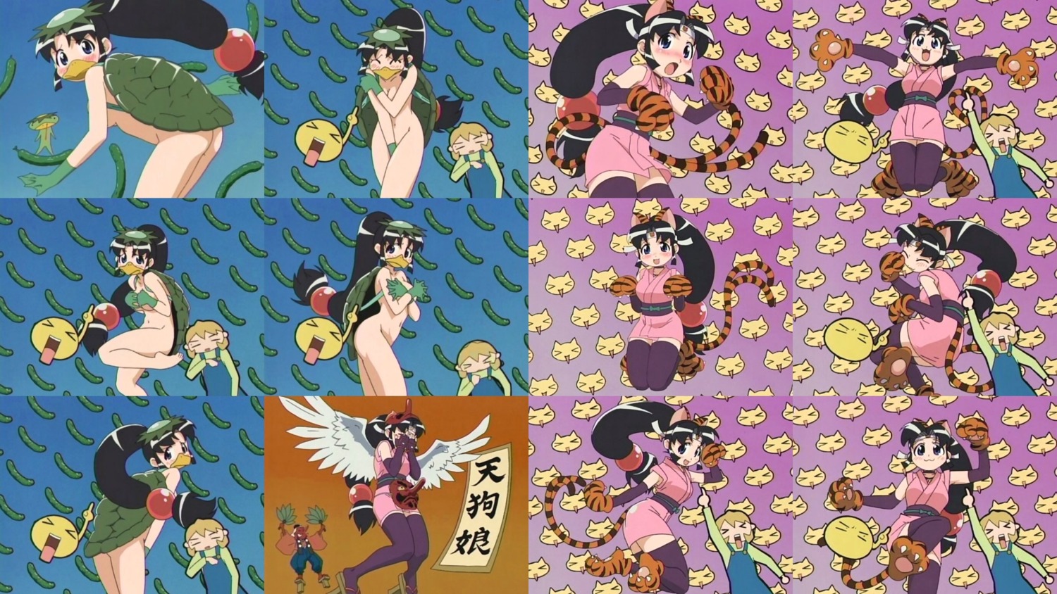 animal_ears bangs blunt_bangs bow breasts cat_ears cat_paws cat_pose cathead choker clothes clothing cosplay covering_breasts cryptid cryptozoology cucumber dildo embarrassed female fingerless_gloves fishnets flippers gloves hairband headband highres japanese_clothes japanese_mythology kappa kimono kunoichi miniskirt monster_girl multi_tail mythology nekomata ninin_ga_shinobuden ninja nude obi onsokumaru paw_pose paws public_domain purple_legwear purple_thighhighs rule34 sex_toy shinobu_(ninin_ga_shinobuden) shiranui_kaede short_kimono skirt smiley_face stockings strap-on strapon tail tengu thighhighs tiger_ears tiger_paws tiger_tail urban_legend vegetable what wings yokai