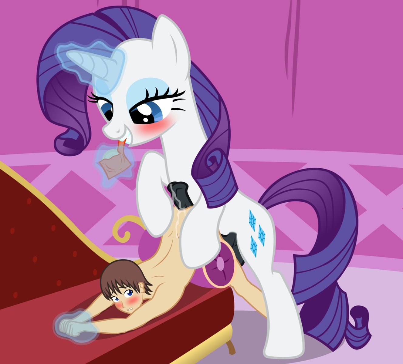 2014 absurd_res animal_genitalia animal_penis badumsquish balls bestiality blue_eyes blush bodily_fluids brown_hair condom condom_in_mouth cum cutie_mark duo e621 equid equine equine_genitalia equine_penis erection eyelashes eyeshadow feral friendship_is_magic fur generic_messy_hair_anime_anon genital_fluids genitals glowing gynomorph gynomorph/male gynomorph_on_human hair hasbro hi_res horn human human_on_feral inside intersex intersex/male intersex_on_human interspecies levitation long_story magic makeup male male_on_feral mammal mouth_hold my_little_pony mythological_creature mythological_equine mythology nude object_in_mouth on_model penis purple_hair rarity_(mlp) restrained sexual_barrier_device size_difference story story_in_description unicorn white_body white_fur