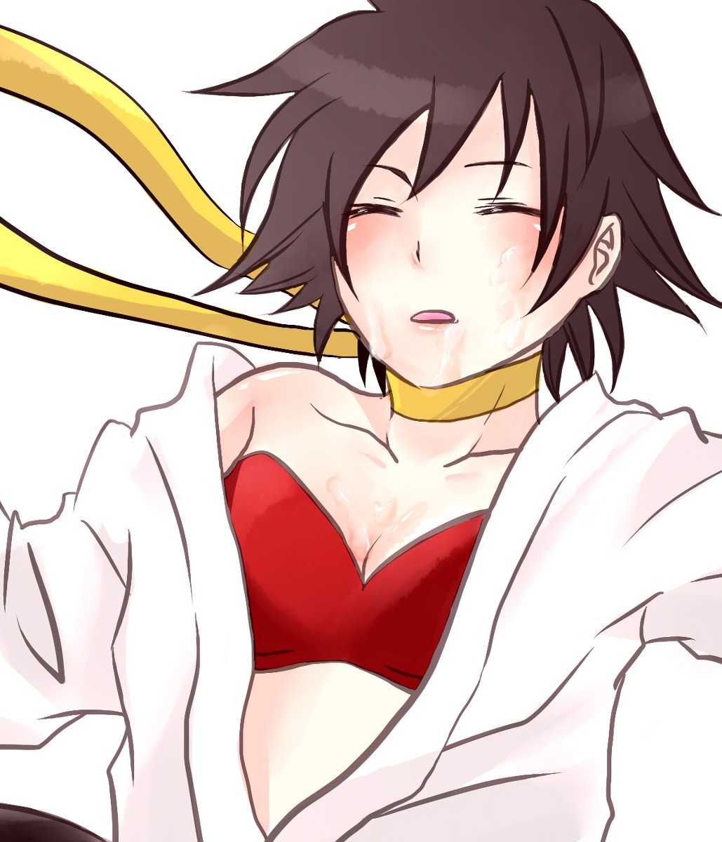 black_hair capcom cum dougi female hachimaki highres karate_gi makoto_(street_fighter) rule34 short_hair street_fighter street_fighter_iii street_fighter_iv tomboy