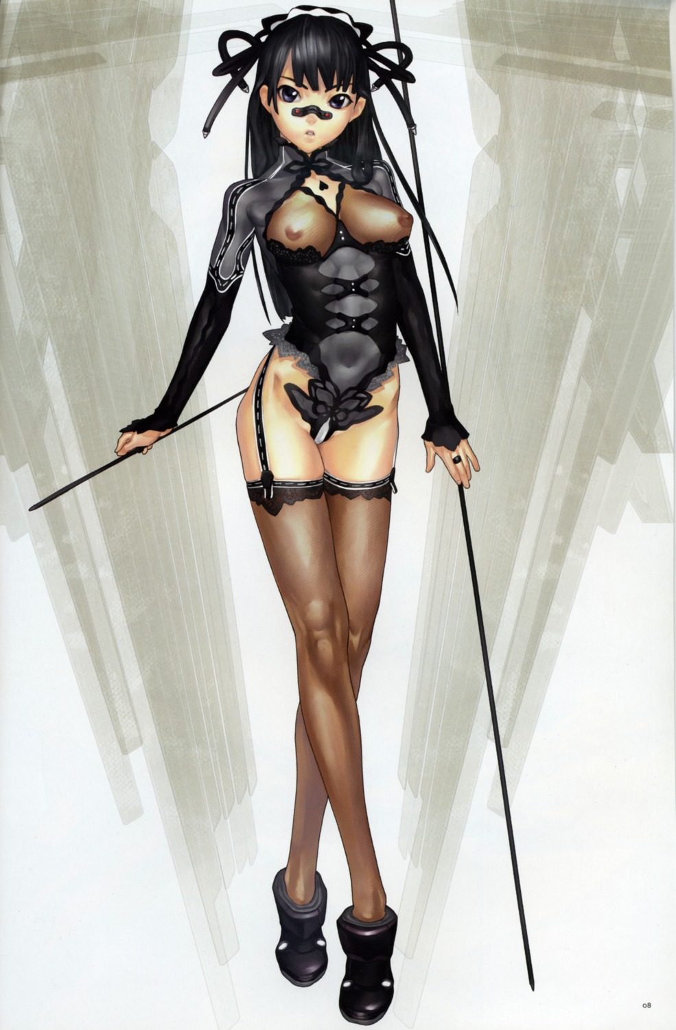 breasts female hakua_ugetsu high_resolution rule34 see-through thighhighs ugetsu_hakua