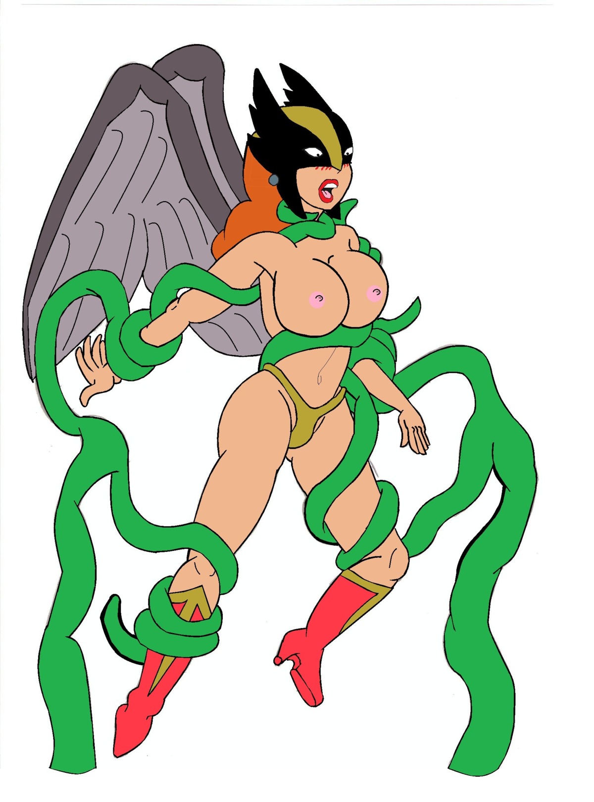 1girls artist_request dc dc_comics dcau female female_only hawkgirl high_heel_boots high_heels justice_league rule34 shayera_hol solo tagme tentacle tentacles