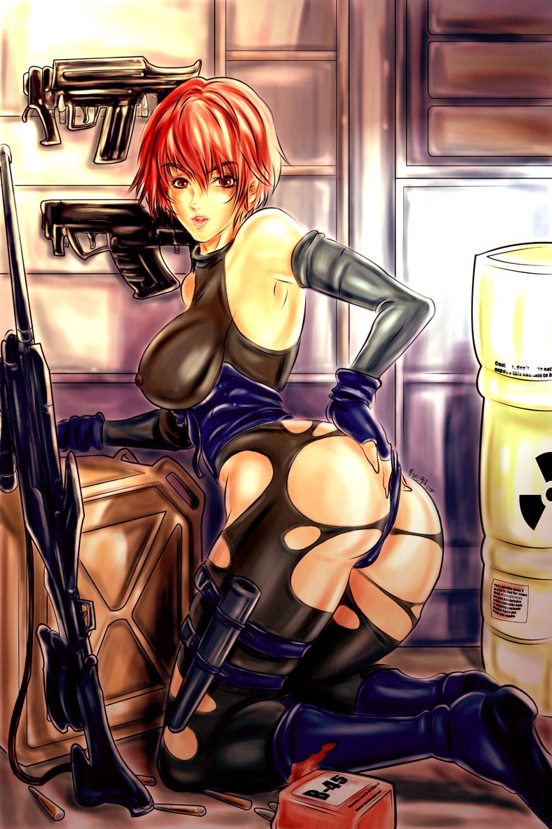 1girls ass dino_crisis female hair legs red_hair redhead regina_(dino_crisis) rule34 short tomboy weapons
