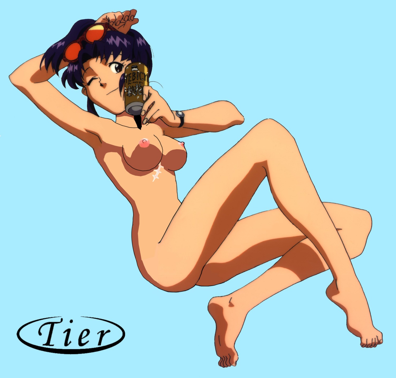 1girls breasts feet female female_only medium_breasts misato_katsuragi neon_genesis_evangelion nipples nude rule34 solo tier_(artist)