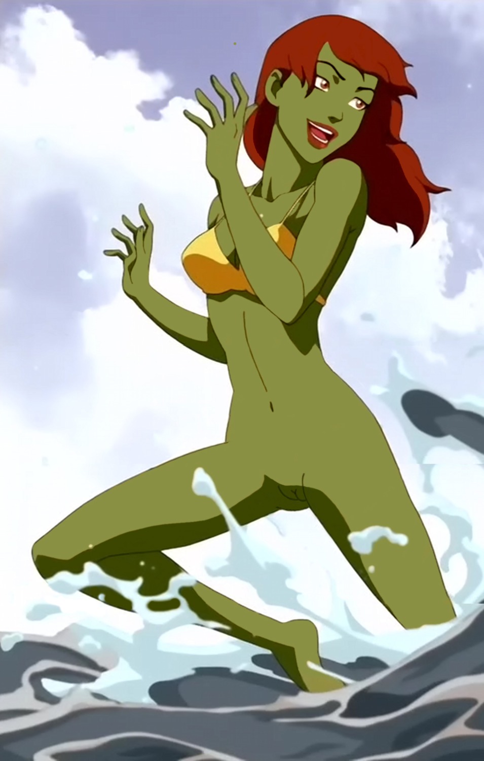 dc dc_comics earth_16 female green_skin miss_martian pussy rule34 running solo young_justice
