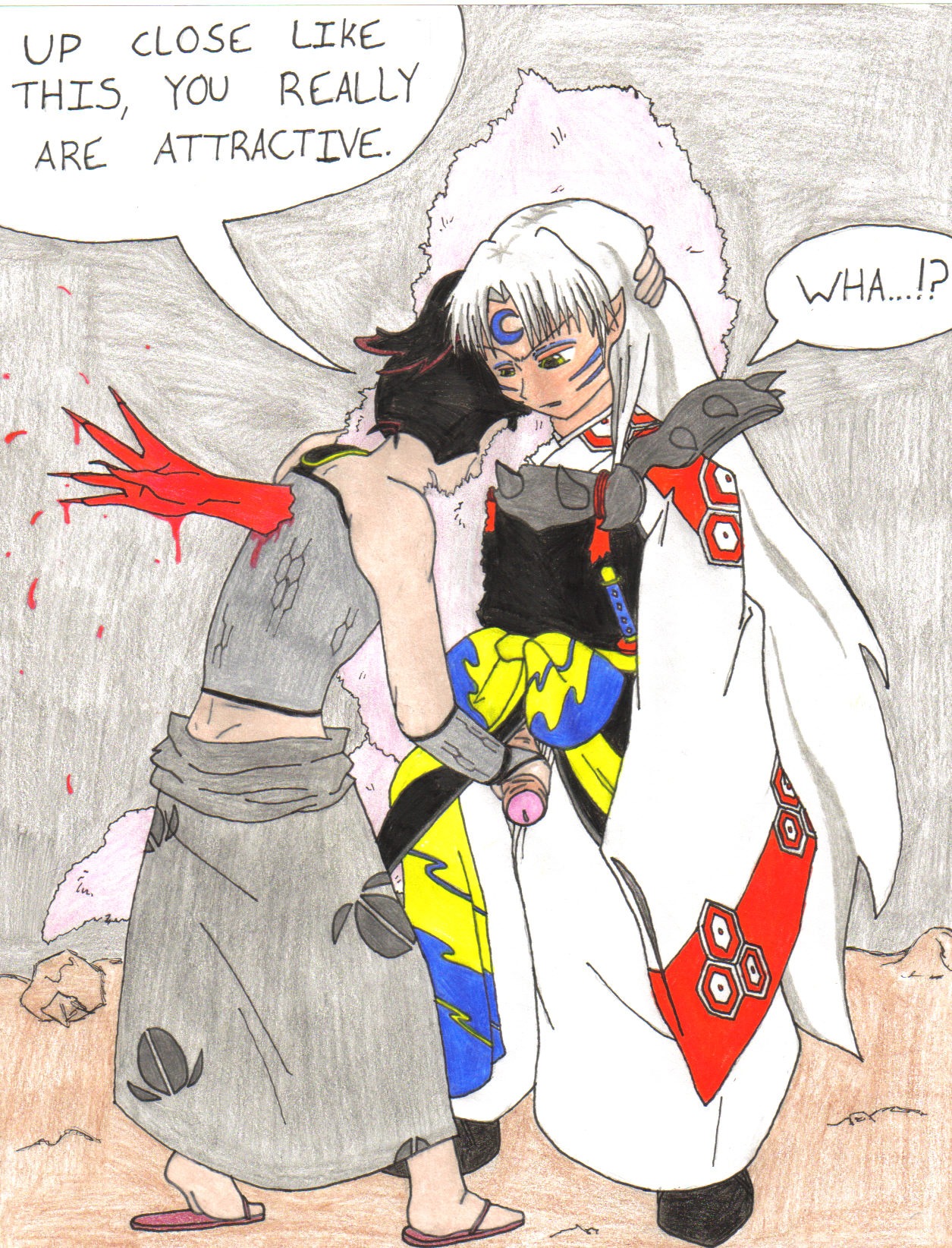 2boys blood color colored death inuyasha jakotsu male male/male male_death male_only murder rule34 sesshoumaru sex trainer_(artist) uncensored violence yaoi