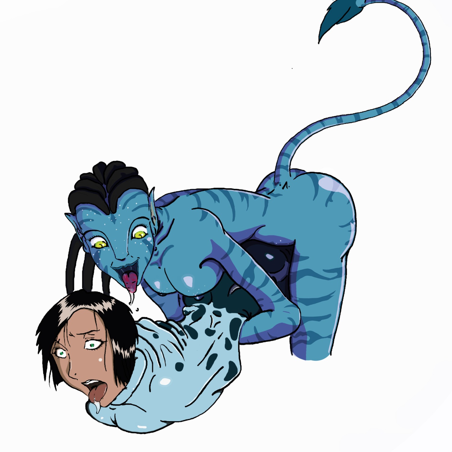 alien alien_futa avatar blue_skin cock_vore feline futanari humanoid intersex na'vi penis rule34 vore white_background