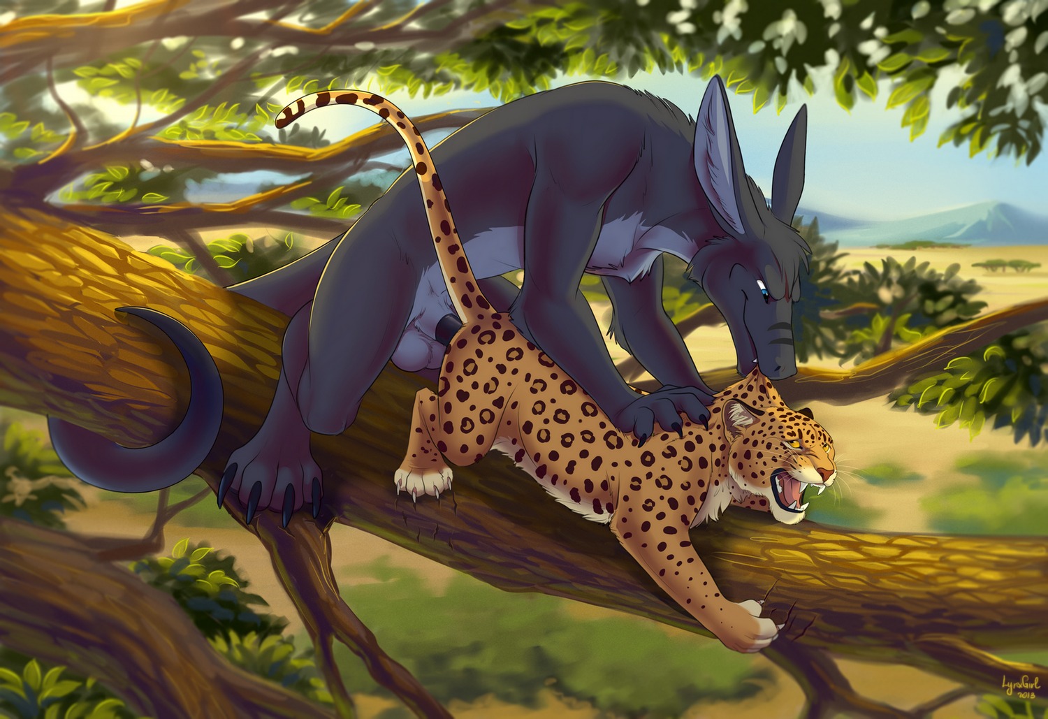 2013 ambiguous_feral ambiguous_gender anthro anthro_on_feral anthro_penetrating anthro_penetrating_feral balls bestiality bite biting_another biting_partner claw_marks claws digitigrade dragon duo e621 erection fangs felid feral feral_penetrated forced from_behind_position fur furred_dragon furred_scalie genitals interspecies leopard male mammal mounting mythological_creature mythological_scalie mythology nude open_mouth outside pantherine penetration penis rape reallynxgirl savanna scalie scruff_bite sex signature sovy tail teeth tongue