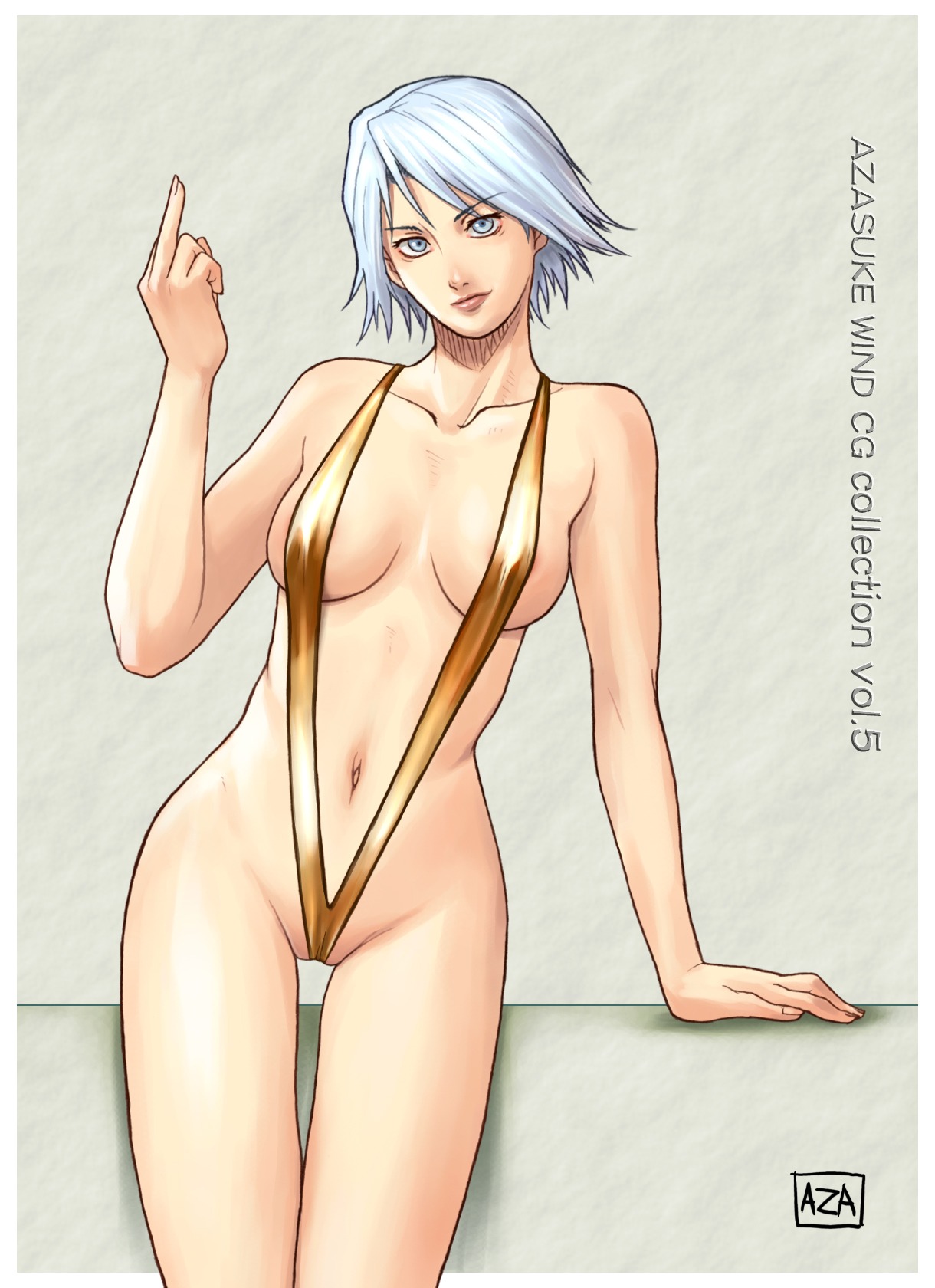 azasuke breasts christie_(doa) dead_or_alive female highres middle_finger rule34 sling_bikini swimsuit tecmo