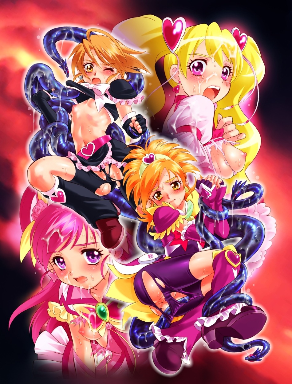 blush bondage breasts breasts_out clothing cum cure_black cure_bloom cure_dream cure_peach female femsub flat_chest futari_wa_precure hyuuga_saki love_momozono magical_girl misumi_nagisa momozono_love multiple_females multiple_girls multiple_subs nekozawa_yukari nozomi_yumehara precure pretty_cure rule34 shorts sippo-soft small_breasts tentacle torn_clothes