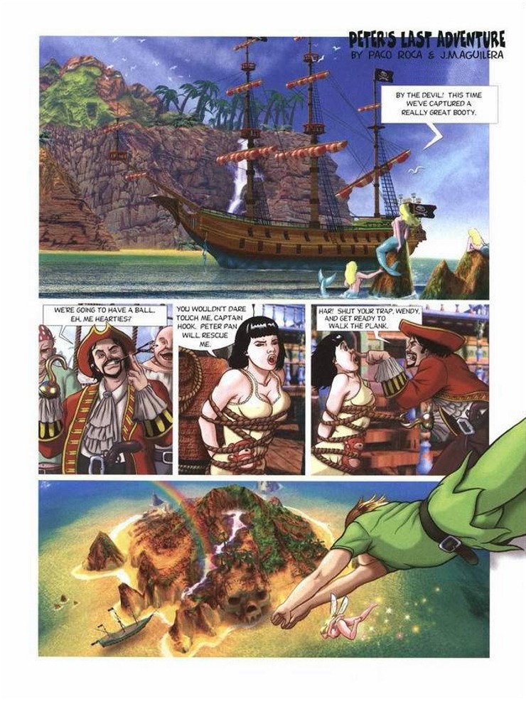 captain_hook clothed clothing comic female j.m._aguilera male merfolk mermaid nightgown nude paco_roca peter_pan_(character) peter_pan_(peter's_last_adventure) rule34 tied_up tinker_bell wendy_darling