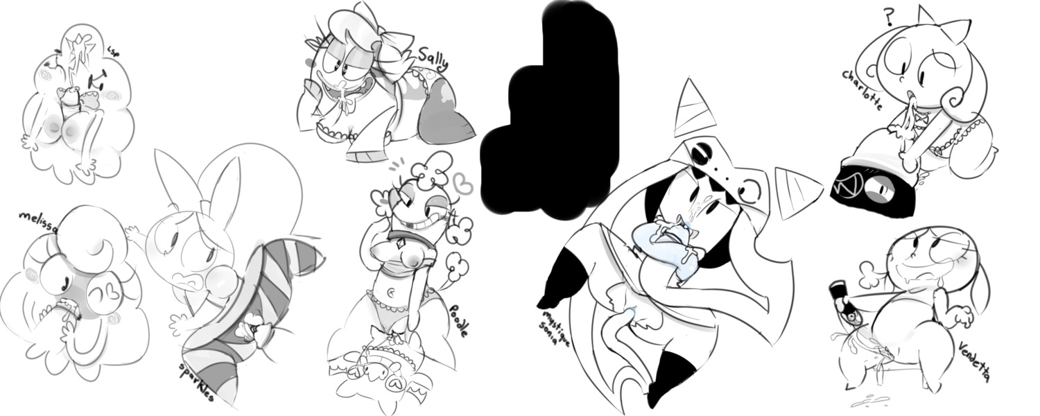 2boys 6+girls adventure_time almost_naked_animals bat batty_(almost_naked_animals) bottomless bottomless_female breasts charlotte_(making_fiends) crossover cum cum_on_face drooling ejaculation fellatio female fiend fiend_(making_fiends) heart_eyes hero:_108 lumpy_space_denizen lumpy_space_princess making_fiends male male/female melissa_(adventure_time) mystique_sonia outercourse paizuri panties_aside penis poodle poodle_(almost_naked_animals) random!_cartoons rule34 saliva sally_fishlips scaredy_squirrel sex simple_background sparkles_and_gloom sparkles_charming straight tagme thegalen tongue tongue_out torn_clothing torn_leggings torn_legwear vendetta_(making_fiends) white_background yaksha