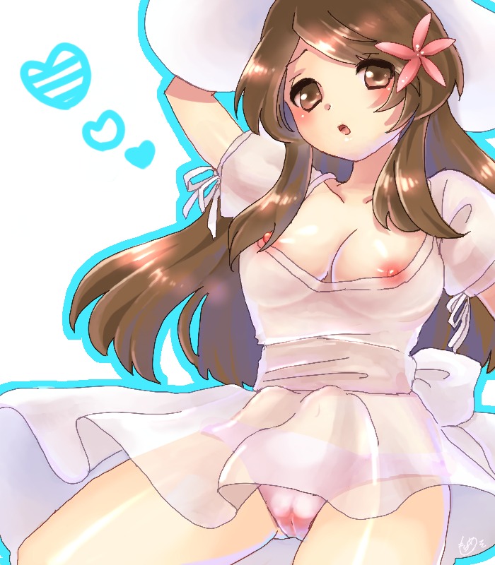 1girls artist_request blush breasts cameltoe cute female hat lady_(pokemon) lady_(pokemon_bw) large_breasts light-skinned_female light_skin nipples npc_trainer panties pokemon pokemon_bw pussy rule34 solo solo_female source_request underwear