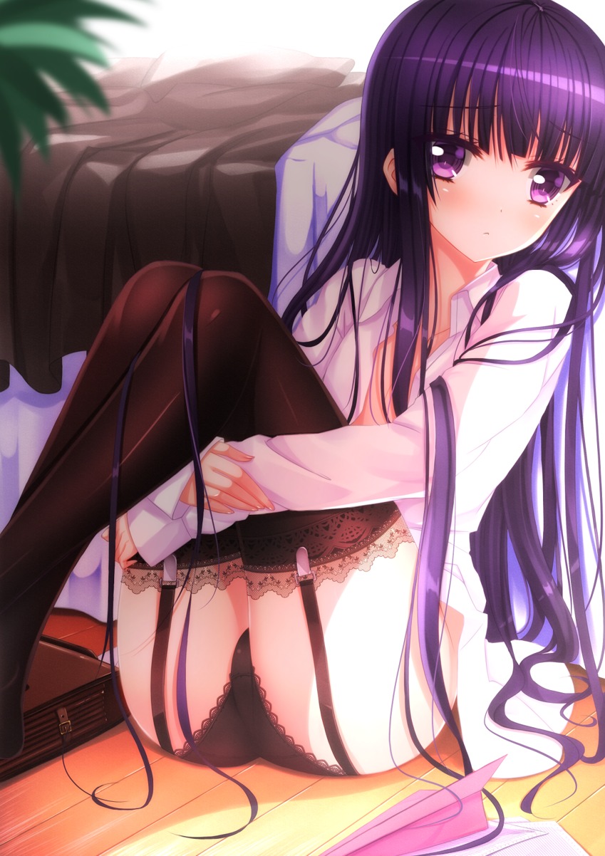 female inu_x_boku_ss pointy_chin purple_hair ririchiyo_shirakiin rule34 tagme