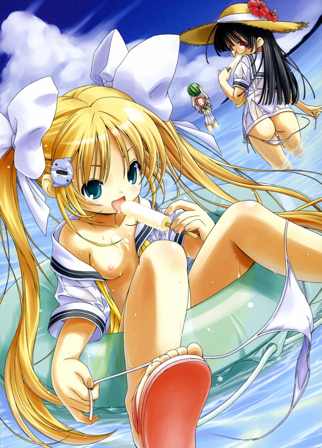 female no_bra nopan open_clothes open_shirt rule34 shirt tagme