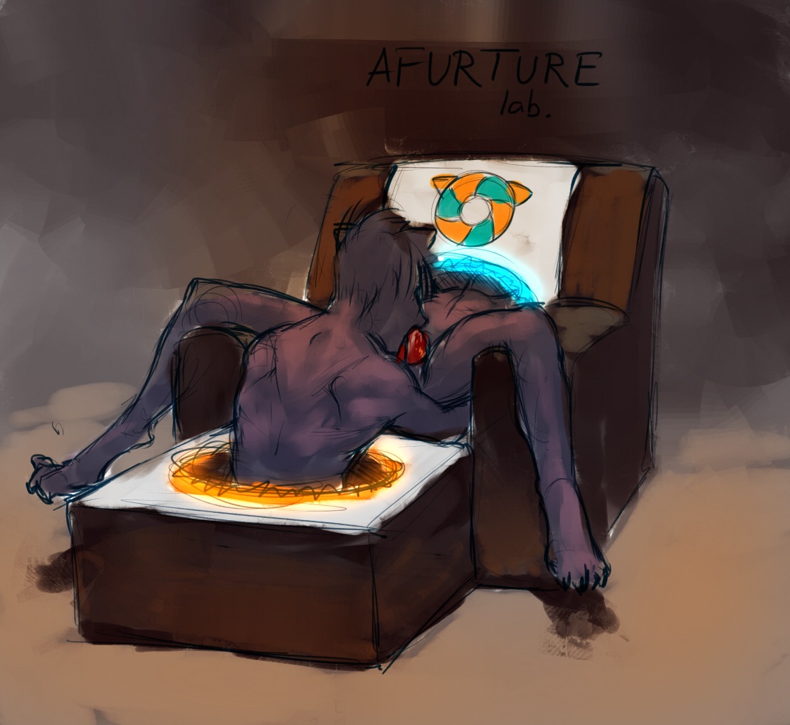 anthro armchair autofellatio black_body black_fur canid canine chair dash_ravo e621 erection front_view fur furniture genitals hair male mammal masturbation non-euclidean_masturbation nude oral oral_masturbation oral_penetration penetration penile penile_masturbation penis portal portal_(series) portal_autofellatio portal_masturbation rear_view recliner short_hair shoulder_blades sketch snout solo spread_legs spreading text thinking_with_portals valve valve_corporation