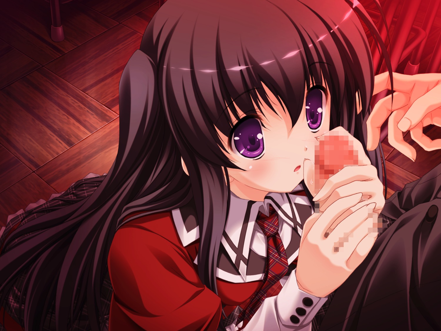 black_hair bloody_rondo censored female game_cg kamizu_sayaka male penis purple_eyes rule34 sakaki_maki