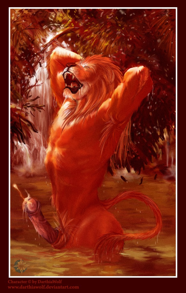 2007 abs animal_genitalia anthro armpit_hair balls biceps biped bodily_fluids body_hair cum cumshot darthiawolf e621 ejaculation erection fangs felid fur genital_fluids genitals hair hands-free lion male mammal mane muscular muscular_anthro muscular_male nude open_mouth orgasm pantherine pecs penis pose presenting saliva sheath solo standing teeth tongue vein water wet