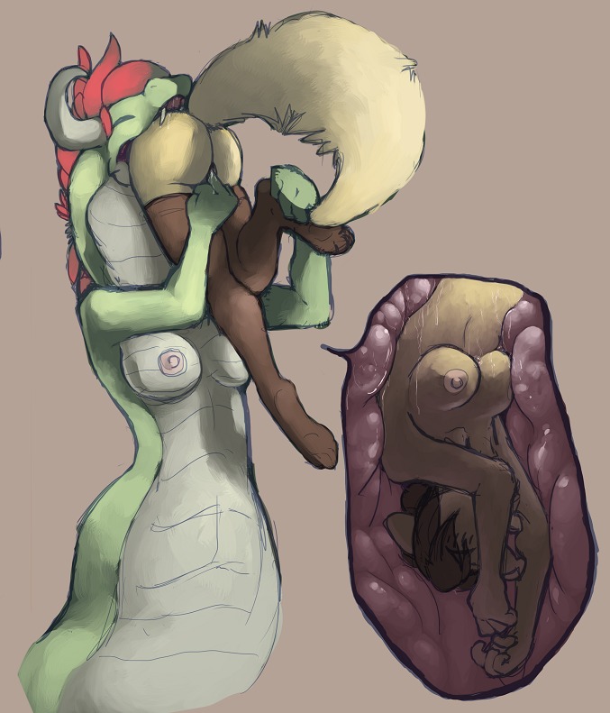 anthro apode breasts butt canid canine countershading dominant dominant_female draconcopode dragon duo e621 eyes_closed fangs feet female female_pred fingering fluffy fluffy_tail forced hair horn internal interspecies legless mammal mythological_creature mythological_scalie mythology naga nipples non-mammal_breasts non-mammal_nipples paws red_hair reptile sammy73 scalie serpentine simple_background size_difference snake soles tail teeth vore