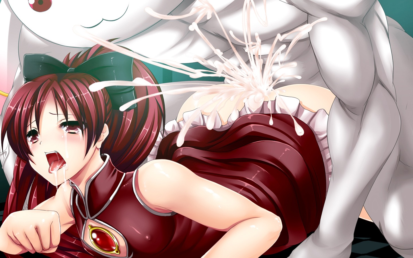 1boy 1girls female kyuubee mahou_shoujo_madoka_magica male rule34 sakura_kyouko tagme