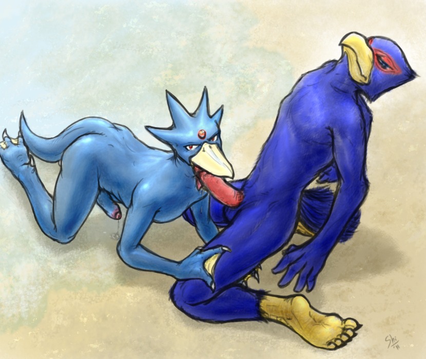 5_toes all_fours anatid anseriform anthro avian beach beak beak_fetish beak_play beak_sex beakjob bird blue_body blue_feathers bodily_fluids crossover cum dripping duo e621 erection falco_lombardi feathers feet fellatio foreskin generation_1_pokemon genital_fluids genitals golduck hindpaw humanoid_feet humanoid_genitalia humanoid_penis kneeling licking looking_at_viewer male male/male male_penetrated male_penetrating male_penetrating_male nintendo nude nude_beach oral oral_penetration outdoor_nudity outside outside_sex paws penetration penile penis plantigrade pokemon pokemon_(species) precum sand sea seaside sex sex_on_the_beach soles star_fox tail toes tongue tongue_out water yellowpower