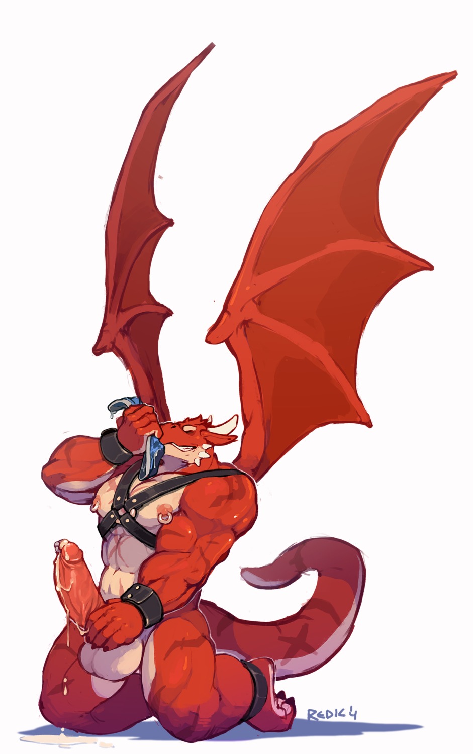 2014 abs anthro balls barazoku belly belt biceps big_balls big_penis biped bodily_fluids bondage_gear clenched_teeth clothing cum cum_drip cum_on_penis dragon dripping e621 erection european_mythology eyes_closed genital_fluids genitals griffin_(awpdragon) harness hi_res holding_clothing holding_object holding_underwear horn humanoid_genitalia humanoid_penis kneeling male masturbation membrane_(anatomy) membranous_wings muscular muscular_anthro muscular_male musk mythological_creature mythological_scalie mythology nipple_piercing nipples nude open_mouth pecs penile penile_masturbation penis piercing precum red_body red_penis red_skin redic-nomad scalie scar simple_background sniffing sniffing_clothes sniffing_while_masturbating solo spikes spread_wings submissive submissive_male tail teeth text underwear underwear_sniffing western_dragon white_background white_belly white_body white_skin wings
