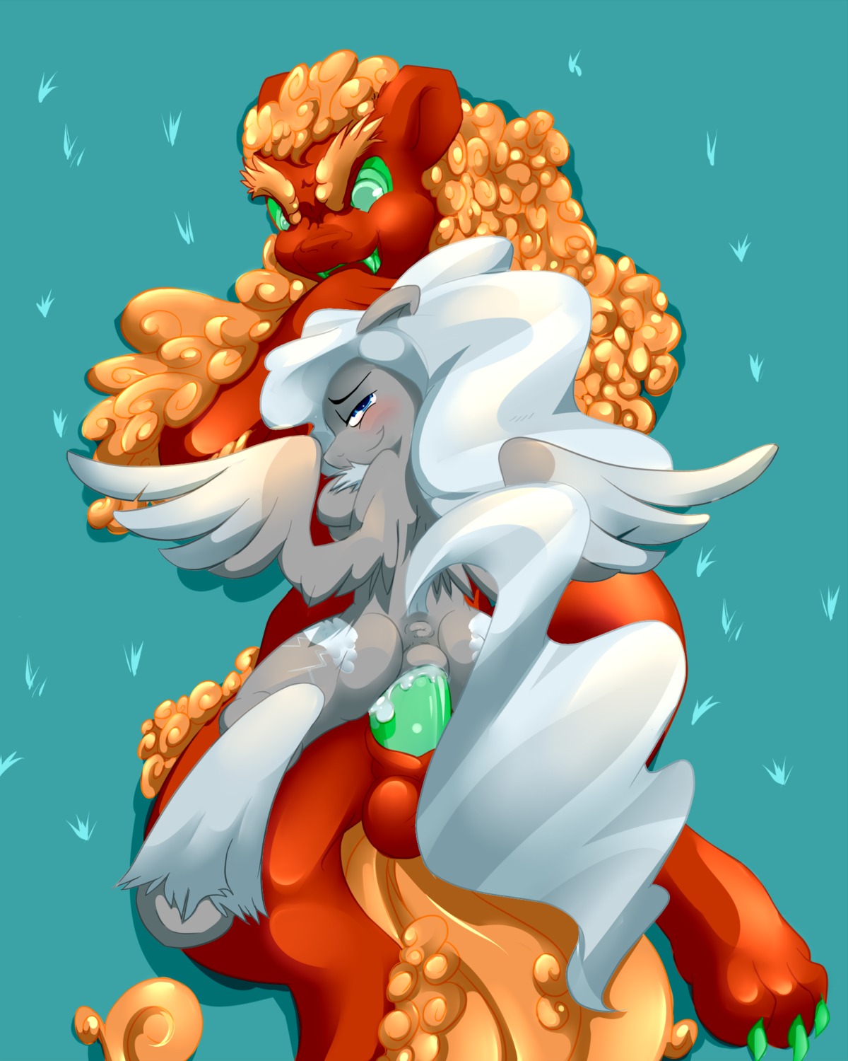 2013 4:5 anus balls blue_eyes blush bodily_fluids cum cutie_mark duo e621 equid equine erection fan_character feathered_wings feathers female female_penetrated from_front_position fur genital_fluids genitals green_eyes grey_body grey_fur hair hasbro hi_res interspecies looking_at_viewer lying male male/female male_penetrating male_penetrating_female mammal missionary_position my_little_pony mythological_creature mythological_equine mythology nude on_back orange_hair pegasus penetration penile penile_penetration penis penis_in_vagina severus sex stormfront tail vaginal vaginal_penetration vulva white_hair wings