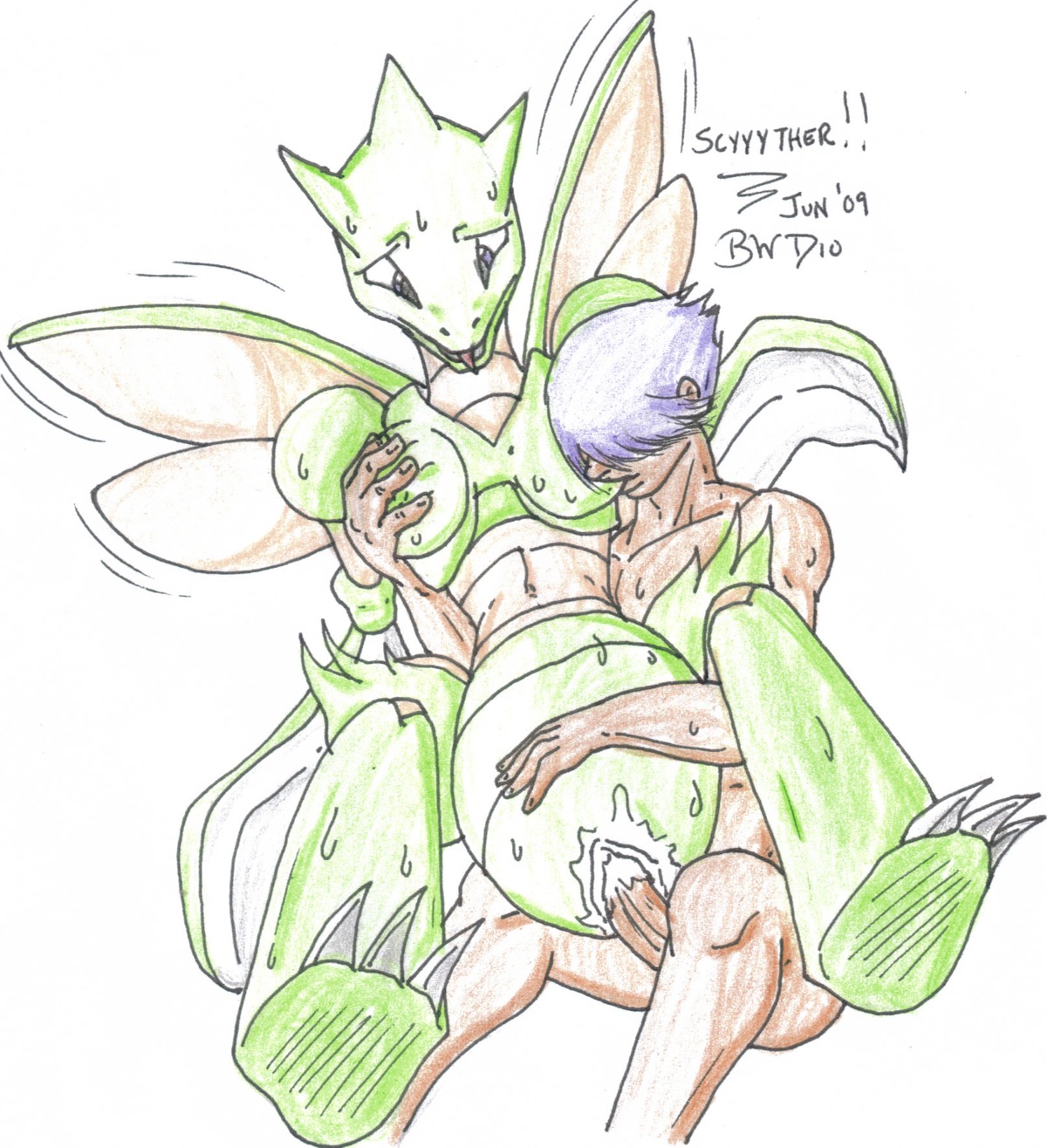 anthro breasts color female hair human insect insertion interspecies male mantis nude penis pokemon pokephilia pussy rule34 scyther sex short_hair simple_background straight vaginal_insertion vaginal_penetration vulva white_background
