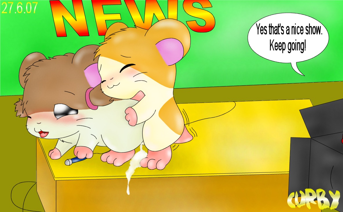 1boy 1girls 2007 camera curby dialogue doggy_style female feral hamster hamtaro hamtaro_(series) male rule34 sparkle_(hamtaro) tagme text