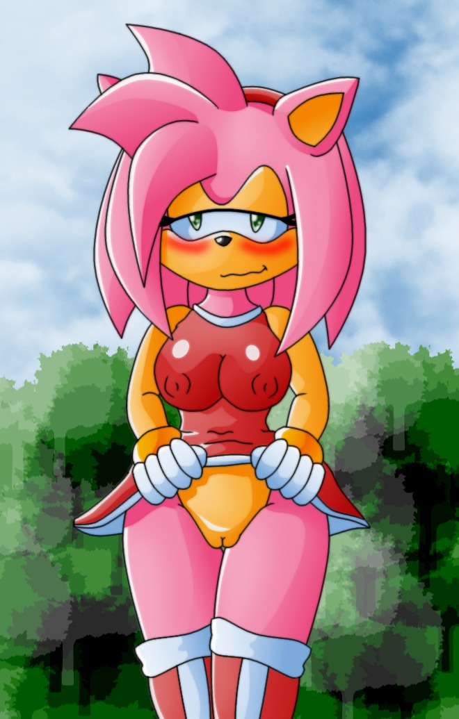 amy_rose anthro chaossabre color dress female female_only front_view fur furry hedgehog orange_skin pink_fur pussy rule34 solo sonic_(series) standing tagme toony