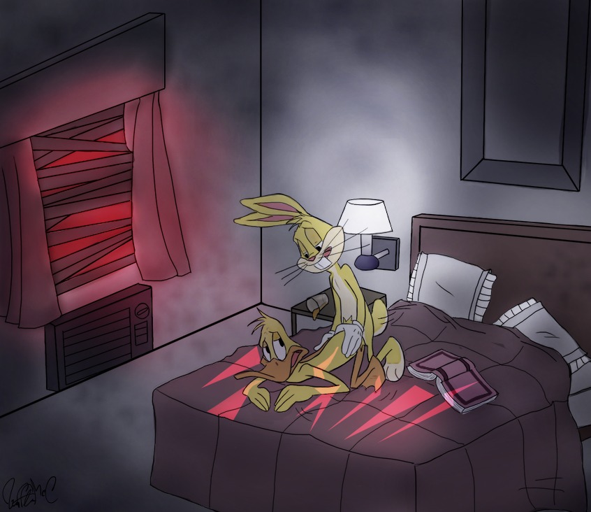 2boys anal_penetration anal_sex anthro bed bird bugs_bunny daffy_duck doggy_style duck fur gay indoors interspecies looney_tunes male male_only mammal motel_room multiple_males nude open_book rabbit rule34 sex soft_feathers tagme the_looney_tunes_show waffle_mccruch yaoi