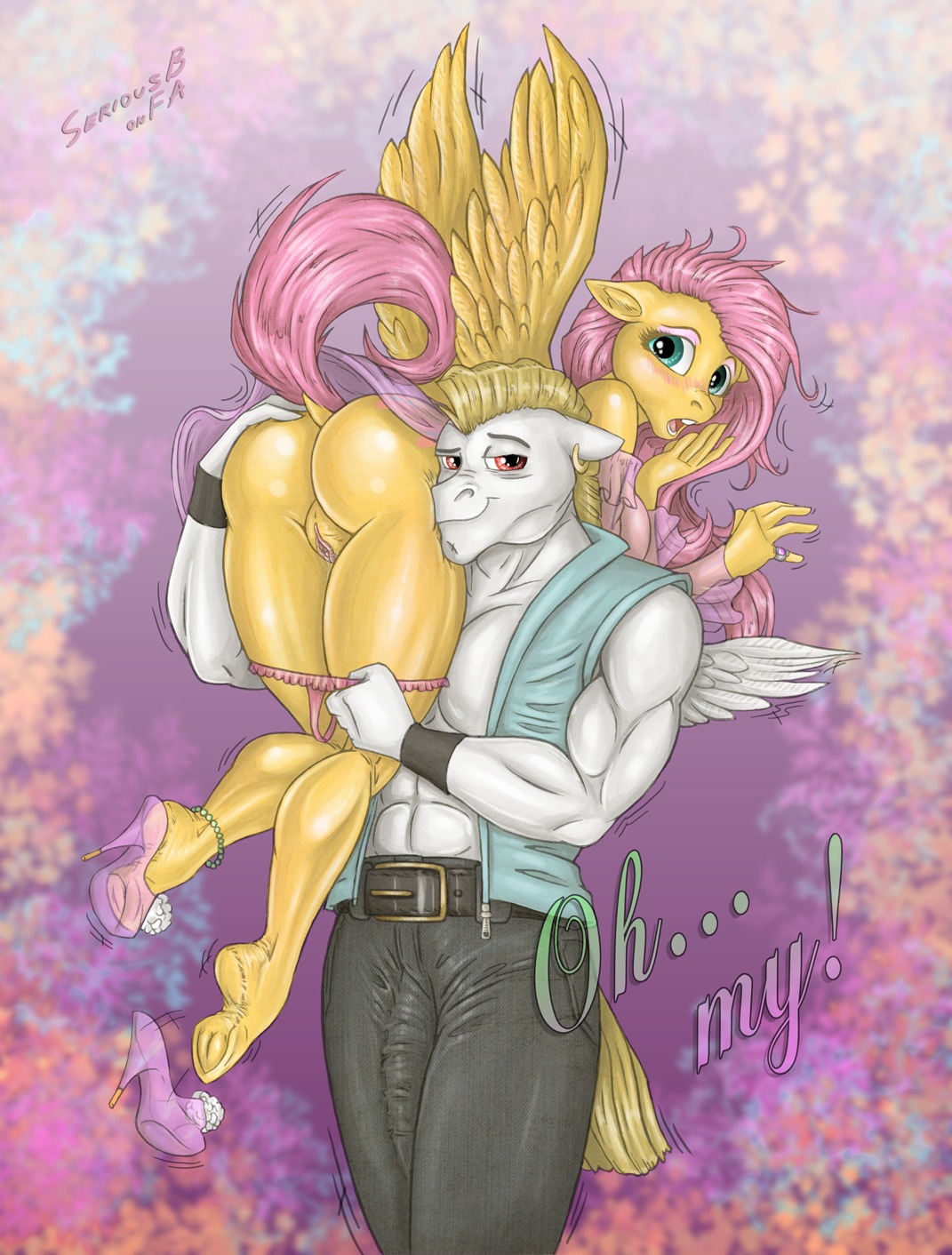 1_toe anthro anthrofied athletic big_butt blush breasts bulge bulk_biceps_(mlp) butt clothing cutie_mark dress duo e621 equid equine feathered_wings feathers feet female fluttershy_(mlp) footwear friendship_is_magic genitals hair hasbro hi_res high_heels hindpaw hooved_plantigrade hooved_toes hooves imminent_rape imminent_sex long_hair looking_at_viewer looking_back male male/female mammal mule_heels muscular my_little_pony mythological_creature mythological_equine mythology open_mouth panties paws pegasus penis pink_clothing pink_footwear pink_high_heels plantigrade platform_footwear platform_heels raised_tail seriousb shoes smile soles solid_hooves stiletto_heels tail text thick_thighs translucent_heels underhoof underwear vulva white_body white_feathers wide_hips wings yellow_body yellow_feathers