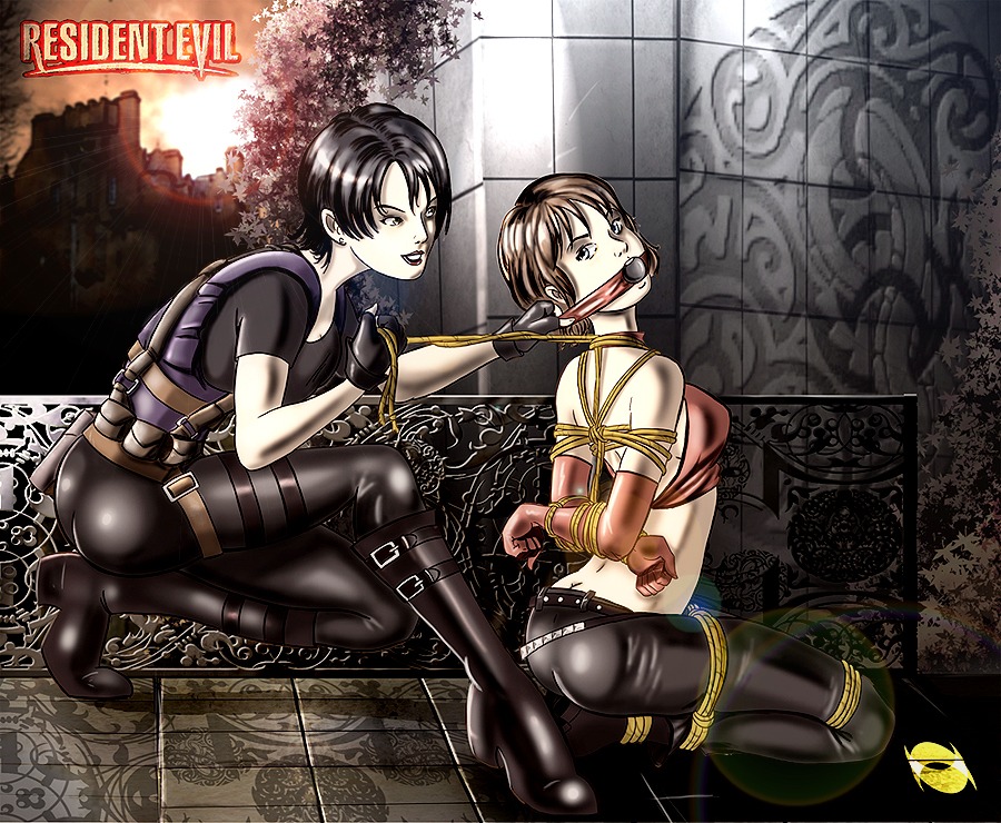 2girls ada_wong ada_wong_(caroline_ribeiro) bdsm black_hair brown_hair capcom carla_radames female female_focus female_only human light-skinned_female light_skin multiple_females multiple_girls rebecca_chambers resident_evil resident_evil_0 resident_evil_4 rule34 short_hair tagme yuri