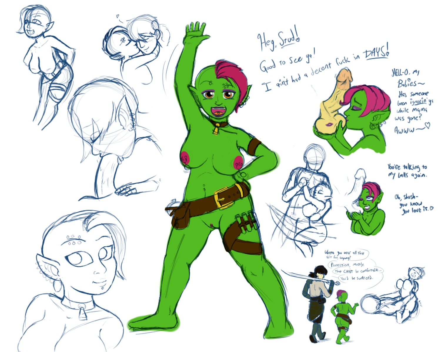 5:4 ball_fondling balls belt big_breasts breasts circumcised circumcision_scar collar corruption_of_champions disembodied_penis duo e621 ear_piercing english_text erection faceless_character faceless_male fellatio female fondling genital_scar genitals goblin green_body green_skin hair hi_res human humanoid interspecies male male/female mammal nipple_piercing nipples not_furry nude oral oral_penetration penetration penile penis piercing purple_hair purple_nipples scar sex simple_background sketch solo solo_focus tamani_(coc) text unknown_artist vulva white_background