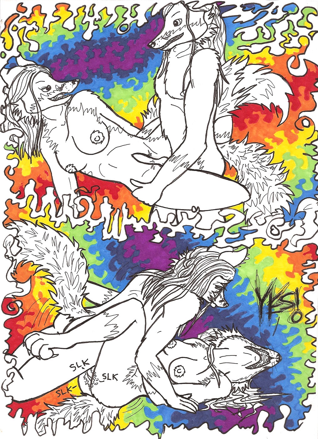 anthro breasts butt canid canine comic drugs duo e621 erection female fox genitals hi_res male male/female mammal nipples nude penis psychedelic sex teeth text triadfox vulva