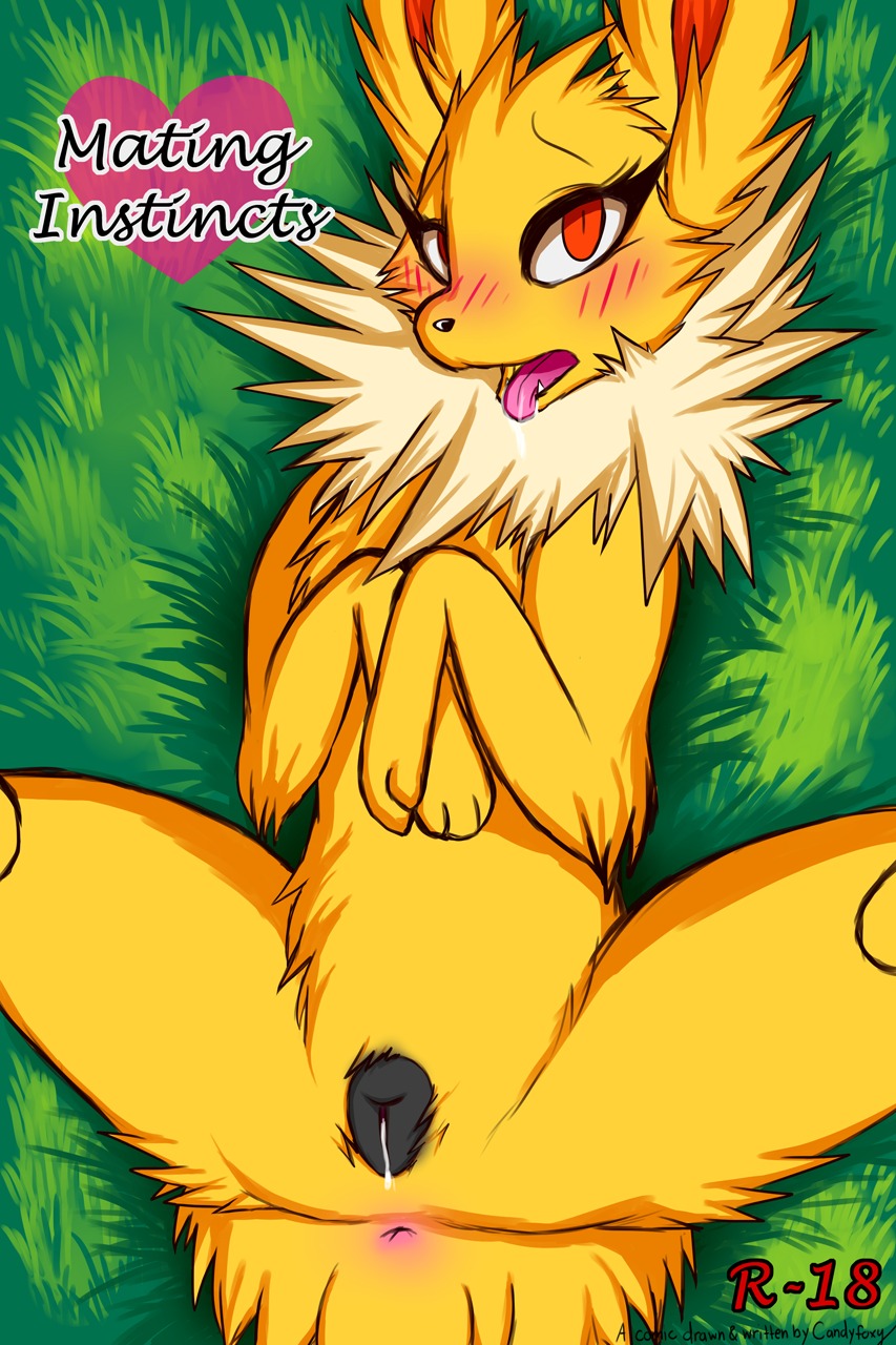2013 age_restriction animal_genitalia animal_vulva anus backwards_pussy blush bodily_fluids candyfoxy canine_genitalia canine_vulva comic cover cover_art cover_page digital_media_(artwork) drooling e621 eeveelution english_text female feral generation_1_pokemon genital_fluids genitals grass hi_res jolteon lying nintendo on_back outside plant pokemon pokemon_(species) saliva solo spread_legs spreading text tongue tongue_out vaginal_fluids vulva