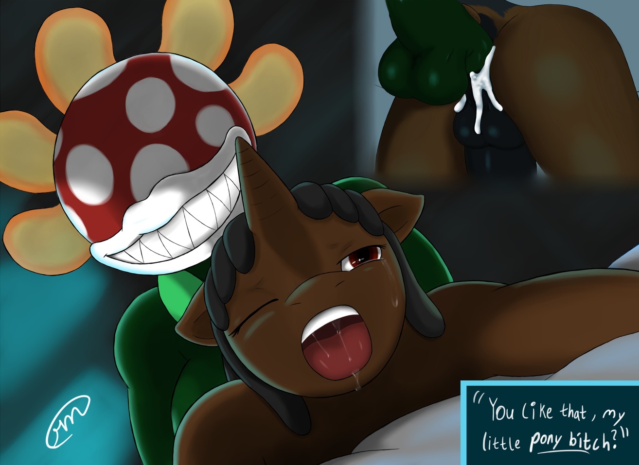 anal anal_penetration animal_genitalia animal_penis anthro anthro_on_anthro anthro_penetrated anthro_penetrating anthro_penetrating_anthro anthrofied balls bodily_fluids breasts crossover crying cum cum_inside cum_on_balls digital_media_(artwork) dreadlocks drooling duo e621 elemental_creature english_text equid equine equine_genitalia equine_penis erection flora_fauna genital_fluids genitals grin gynomorph gynomorph/male gynomorph_penetrating gynomorph_penetrating_male hair hasbro horn intersex intersex/male intersex_penetrating intersex_penetrating_male male male_penetrated mammal mario_bros my_little_pony mythological_creature mythological_equine mythology nintendo non-mammal_balls nude one_eye_closed open_mouth orgasm penetration penile penis piranha_plant plant renabu saliva sex smile tears text unicorn