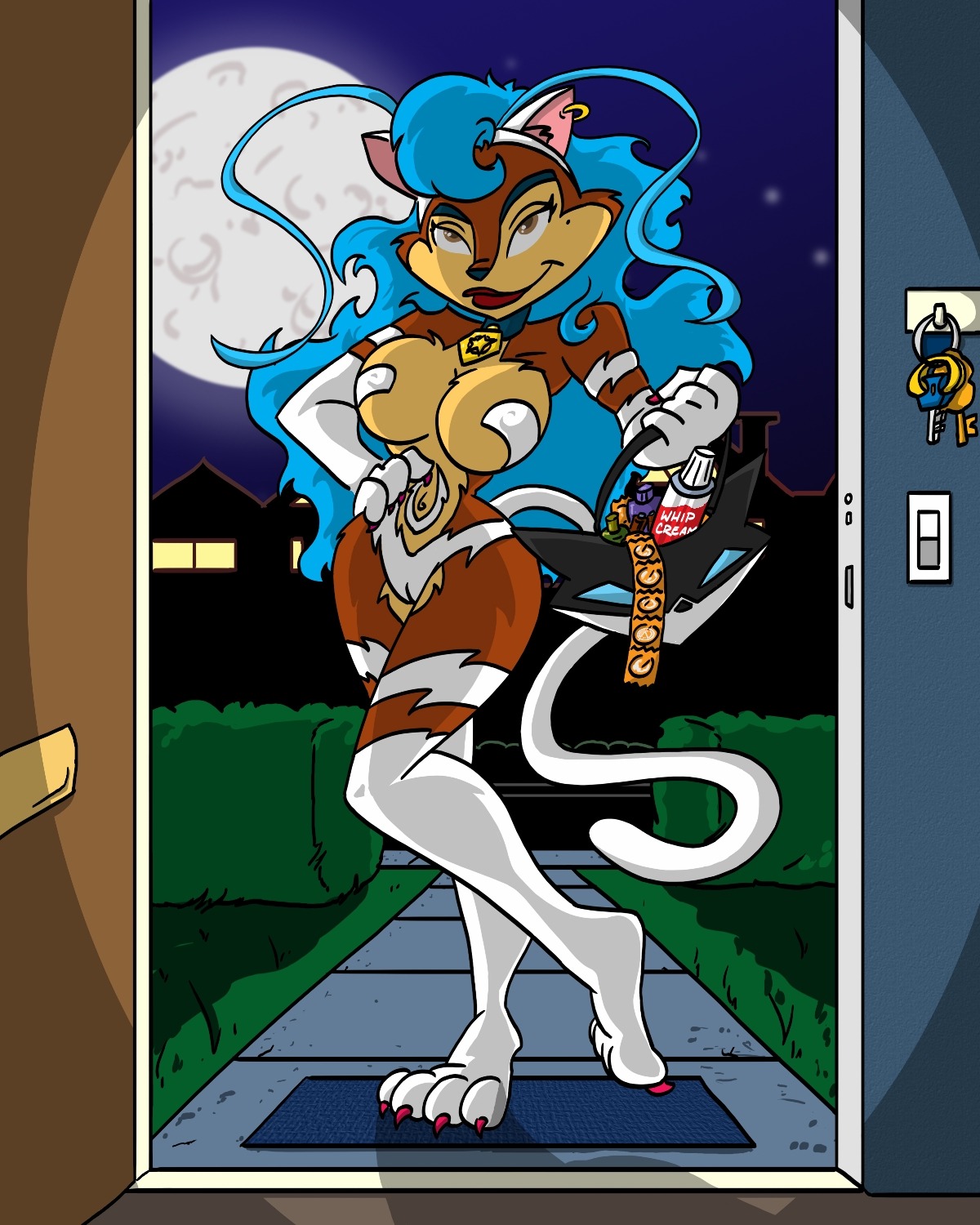 4:5 anthro canid canine capcom carmelita_fox clothing condom cosplay costume darkstalkers e621 felicia_(darkstalkers) female fox halloween hi_res holidays lips mammal operative274 sexual_barrier_device sly_cooper_(series) solo sony_corporation sony_interactive_entertainment sucker_punch_productions tail