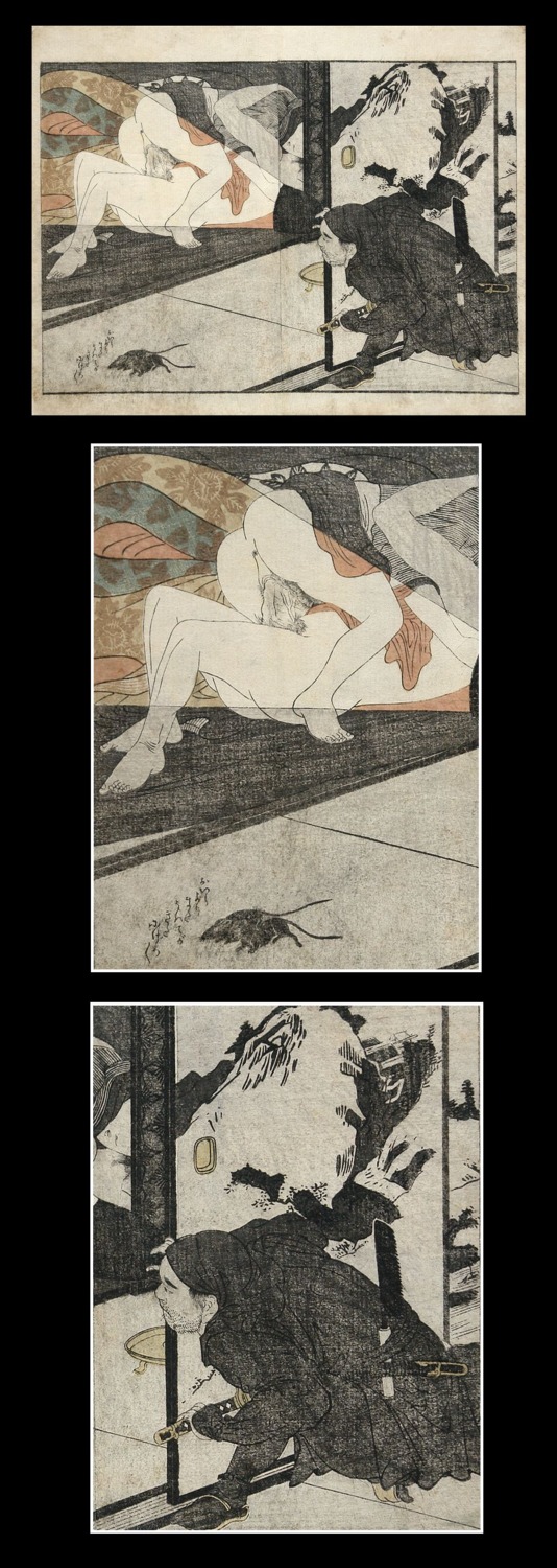 1girls 2boys female fine_art hokusai male rule34 straight_hair tagme voyeur